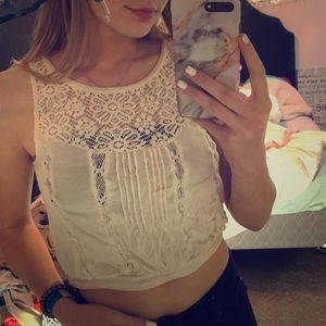 cream laced tank top cropped